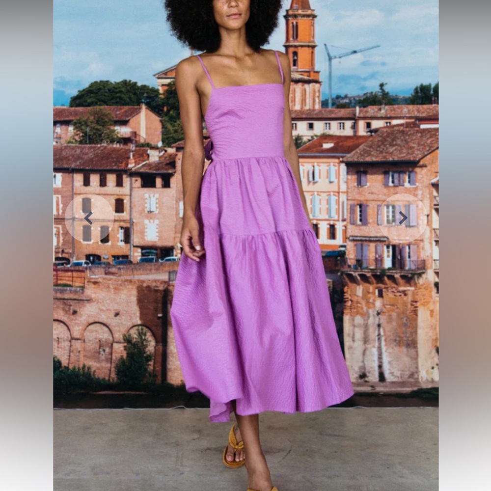 Ciao Lucia Lavender-Pink Tiered Midi Dress